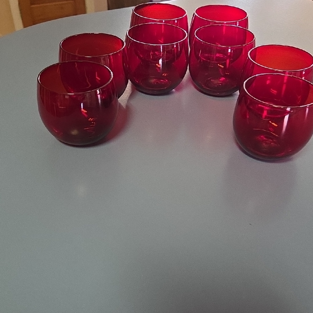 Set of Red Glass Tumblers